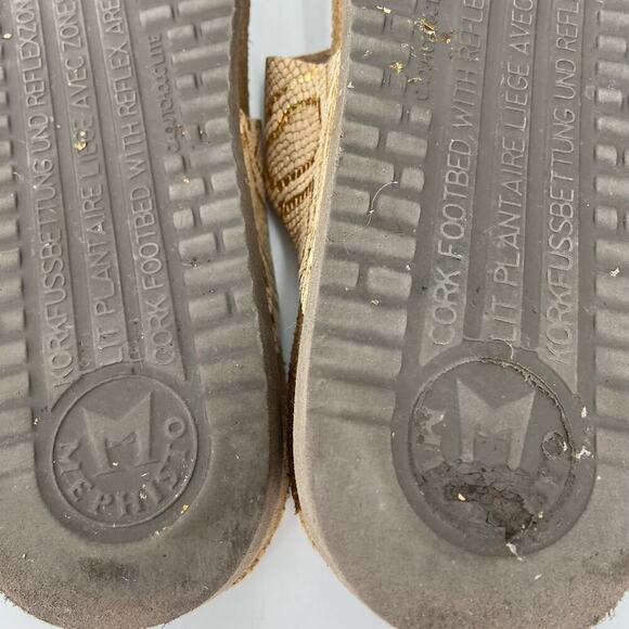 Mephisto Helen Thong Sandal Size 9.5 Leather Cork Gold Metallic Snake Size EU 40 - Picture 9 of 10